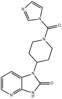 1-(1-(1H-咪唑酸乙酯-1-羰基)吡啶-4-YL)-1H-咪唑[4,5-B]吡啶-2(3H)-酮 结构式