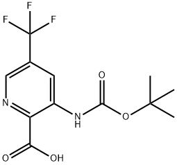 3-tert-Butoxycarbonylamino-5-trifluoromethyl-pyridine-2-carboxylic acid 结构式