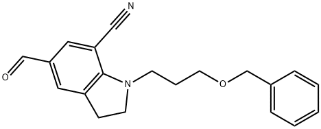 5-甲酰基-2,3-二氢-1-[3-(苯基甲氧基)丙基]-1H-吲哚-7-甲腈 结构式