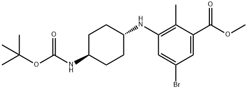 methyl5-bromo-3-(((1r,4r)-4-((tert-butoxycarbonyl)amino)cyclohexyl)amino)-2-methylbenzoate 结构式