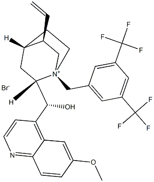 (1S,2S,4S,8R)-1-(3,5-bis(trifluoromethyl)benzyl)-2-((R)-hydroxy(6-methoxyquinolin-4-yl)methyl)-8-vinyl-1-azoniabicyclo[2.2.2]octane bromide 结构式