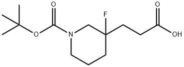 3-(1-(叔-丁氧羰基)-3-氟哌啶-3-基)丙酸 结构式