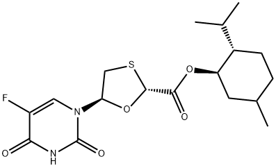 (2R,5S)-5-(5-氟-3,4-二氢-2,4-二氧代-1(2H)-嘧啶基)-1,3-恶噻戊环-2-羧酸 (1R,2S,5R)-5-甲基-2-(1-甲基乙基)环己基酯 结构式