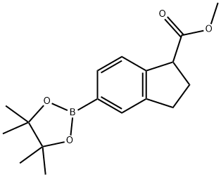 methyl 5-(4,4,5,5-tetramethyl-1,3,2-dioxaborolan-2-yl)-2,3-dihydro-1H-indene-1-carboxylate 结构式