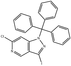 6-氯-3-碘-1-三苯甲基-1H-吡唑并[4,3-C]吡啶 结构式