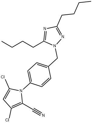 3,5-Dichloro-1-(4-((3,5-dibutyl-1H-1,2,4-triazol-1-yl)methyl)phenyl)-1H-pyrrole-2-carbonitrile 结构式