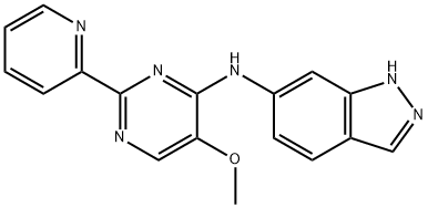 N-(5-Methoxy-2-(pyridin-2-yl)pyrimidin-4-yl)-1H-indazol-6-amine 结构式