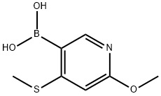 2-Methoxy-4-(methylthio)pyridine-5-boronic acid 结构式