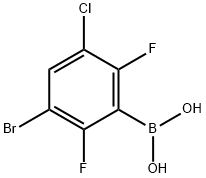 3-溴-5-氯-2,6-二氟苯基硼酸 结构式