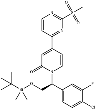 (S)-1-(2-(tert- butyldimethylsilyloxy)-1-(4-chloro-3-fluorophenyl)ethyl)-4-(2-(methylsulfonyl)pyrimidin-4- yl)pyridin-2(1H)-one 结构式