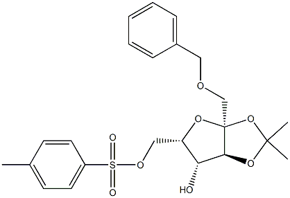 2,3-O-(1-甲基亚乙基)-1-O-(苯基甲基)-ALPHA-L-呋喃山梨糖 6-(4-甲基苯磺酸酯) 结构式