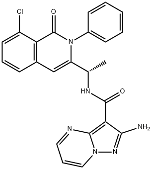 (S)-2-amino-N-(1-(8-chloro-1-oxo-2-phenyl-1,2-dihydroisoquinolin-3-yl)ethyl)pyrazolo[1,5-a]pyrimidine-3-carboxamide 结构式