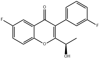 (R)-6-氟-3-(3-氟苯基)-2-(1-羟乙基)-4H-苯并吡喃-4-酮 结构式