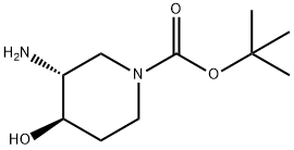 (3R,4R)-3-氨基-4-羟基哌啶-1-羧酸叔丁酯 结构式