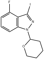 4-fluoro-3-iodo-1-(tetrahydro-2H-pyran-2-yl)-1H-indazole 结构式