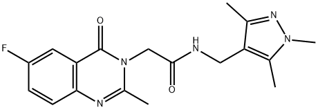 2-(6-fluoro-2-methyl-4-oxoquinazolin-3(4H)-yl)-N-[(1,3,5-trimethyl-1H-pyrazol-4-yl)methyl]acetamide 结构式