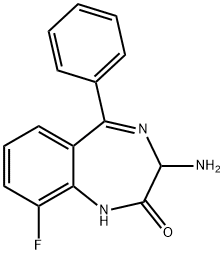 3-氨基-9-氟-5-苯基-1H-苯并[E] [1,4]二氮杂-2(3H) - 酮 结构式
