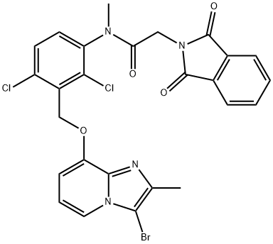 N-(3-(((3-溴-2-甲基咪唑并[1,2-A]吡啶-8-基)氧代)甲基)-2,4-二氯苯基)-2-(1,3-二氧亚基异二氢吲哚-2-基)-N-甲基乙酰胺 结构式