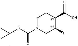 顺式-N-BOC-3-氟哌啶-4-羧酸 结构式