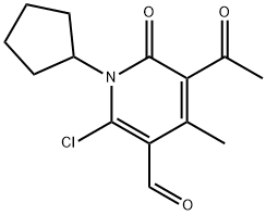 5-乙酰基-2-氯-1-环戊基-1,6-二氢-4-甲基-6-氧代-3-吡啶甲醛 结构式