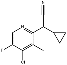 2-(4-氯-5-氟-3-甲基吡啶-2-基)-2-环丙基乙腈 结构式