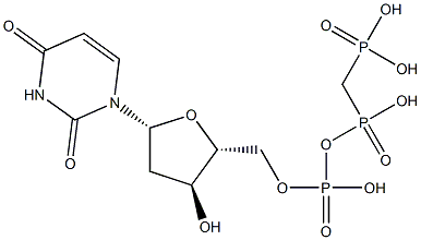2'-脱氧尿苷 5'-[[[羟基(磷酰氧基)亚膦酰]甲基]膦酸氢酯] 结构式