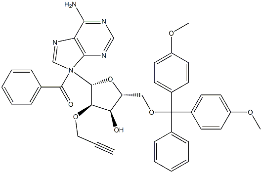 N4-Benzoyl-5'-O-(4,4'-dimethoxytrityl)-2'-O-propargyl adenosine 结构式