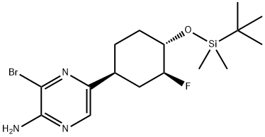 3-bromo-5-((1S,3S,4S)-4-((tert-butyldimethylsilyl)oxy)-3-fluorocyclohexyl)pyrazin-2-amine 结构式