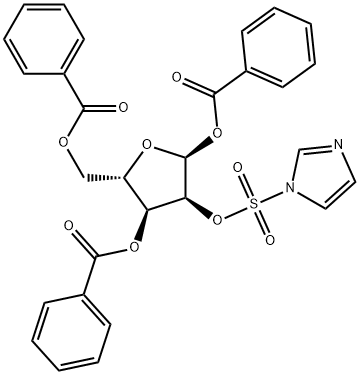 ALPHA-L-呋喃核糖 1,3,5-三苯甲酸酯 2-(1H-咪唑-1-磺酸酯) 结构式