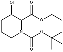 1-BOC-3-羟基哌啶-2-甲酸乙酯 结构式