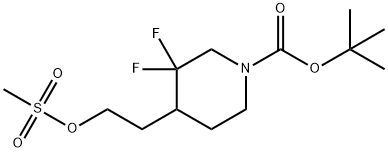 tert-butyl 3,3-difluoro-4-(2-(methylsulfonyloxy)ethyl)piperidine-1-carboxylate 结构式