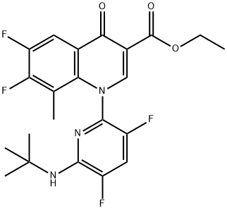 乙基 1-(6-(叔-丁基氨基)-3,5-二氟吡啶-2-基)-6,7-二氟-8-甲基-4-氧亚基-1,4-二氢喹啉-3-甲酸基酯 结构式
