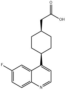 顺式-4-(6-氟-4-喹啉基)环己烷乙酸 结构式