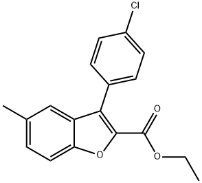 乙基 3-(4-氯苯基)-5-甲基苯并呋喃-2-甲酸基酯 结构式