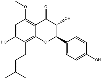 (2R,3R)-3,7,4'-三羟基-5-甲氧基-8-异戊烯基二氢黄酮 结构式