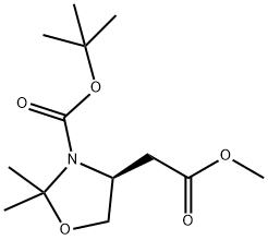 (S)-3-BOC-2,2-二甲基噁唑烷-4-乙酸甲酯 结构式