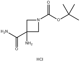 TERT-BUTYL 3-AMINO-3-CARBAMOYLAZETIDINE-1-CARBOXYLATE HYDROCHLORIDE 结构式