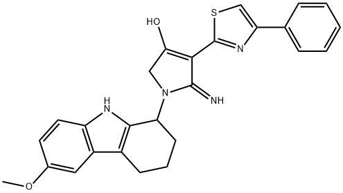 5-imino-1-(6-methoxy-2,3,4,9-tetrahydro-1H-carbazol-1-yl)-4-(4-phenylthiazol-2-yl)-2,5-dihydro-1H-pyrrol-3-ol 结构式