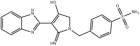 4-((3-(1H-benzo[d]imidazol-2-yl)-4-hydroxy-2-imino-2,5-dihydro-1H-pyrrol-1-yl)methyl)benzenesulfonamide 结构式