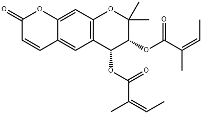 3'(R),4'(R)-双当归酰氧基-3',4'-二氢花椒内酯 结构式