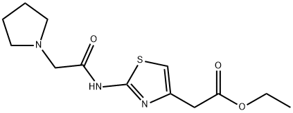 ethyl 2-(2-(2-(pyrrolidin-1-yl)acetamido)thiazol-4-yl)acetate 结构式