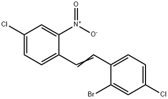 (E)-2-bromo-4-chloro-1-(4-chloro-2-nitrostyryl)benzene 结构式