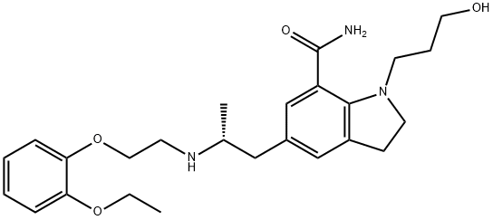 (R)-5-(2-((2-(2-乙氧基苯氧基)乙基)氨基)丙基)-1-(3-羟基丙基)二氢吲哚-7-甲酰胺 结构式