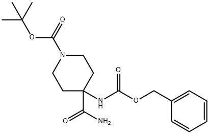 N-BOC-4-CBZ氨基哌啶-4-甲酰胺 结构式