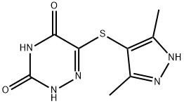6-[(3,5-dimethyl-1H-pyrazol-4-yl)sulfanyl]-1,2,4-triazine-3,5(2H,4H)-dione 结构式