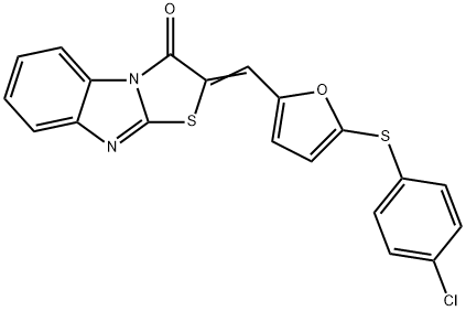 (2Z)-2-({5-[(4-chlorophenyl)sulfanyl]furan-2-yl}methylidene)[1,3]thiazolo[3,2-a]benzimidazol-3(2H)-one 结构式