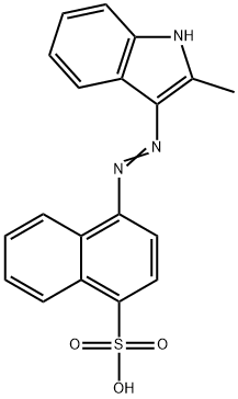 (E)-4-((2-methyl-1H-indol-3-yl)diazenyl)naphthalene-1-sulfonic acid 结构式