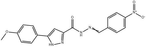 3-(4-methoxyphenyl)-N'-[(E)-(4-nitrophenyl)methylidene]-1H-pyrazole-5-carbohydrazide 结构式