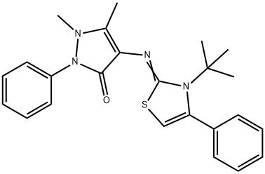 4-[(3-tert-butyl-4-phenyl-1,3-thiazol-2(3H)-ylidene)amino]-1,5-dimethyl-2-phenyl-1,2-dihydro-3H-pyrazol-3-one 结构式