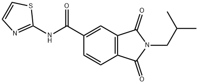 2-(2-methylpropyl)-1,3-dioxo-N-(1,3-thiazol-2-yl)-2,3-dihydro-1H-isoindole-5-carboxamide 结构式